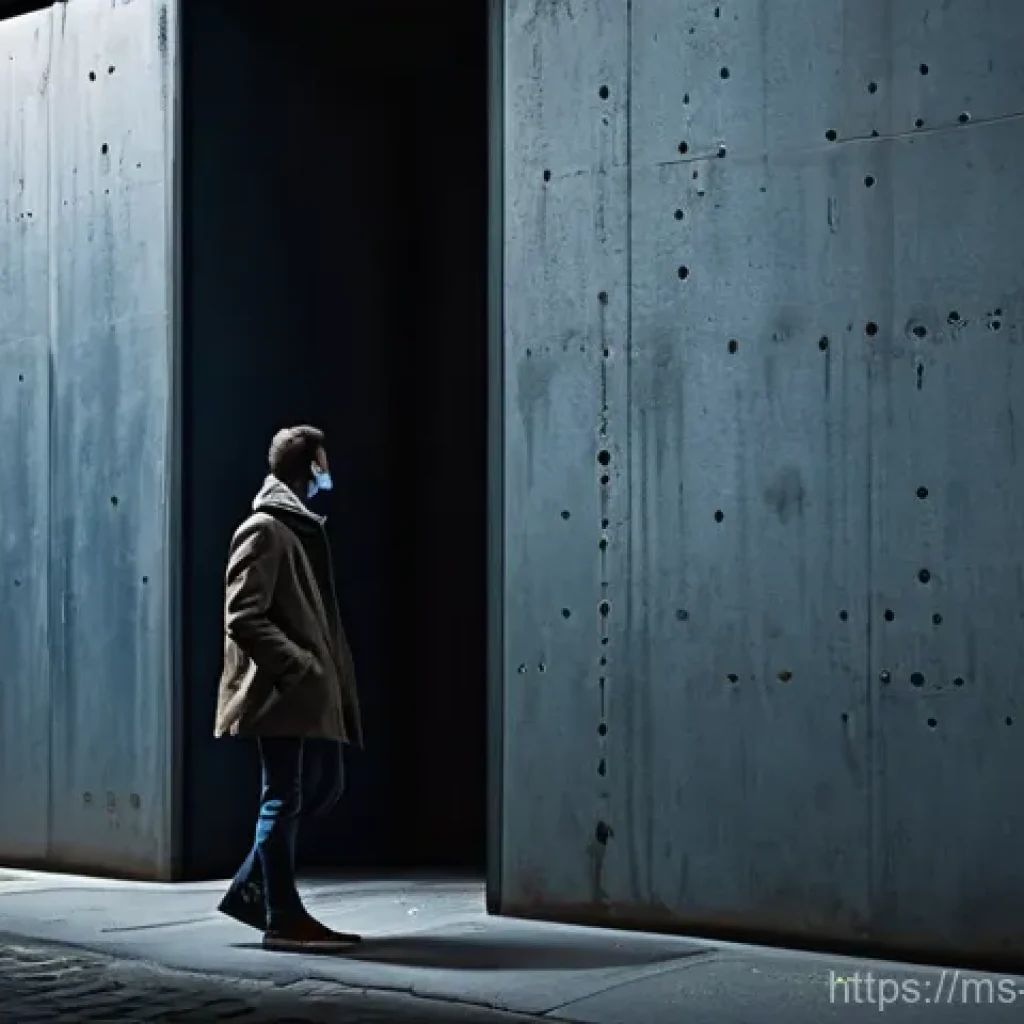 디스토피아적 사회에서의 인권 침해 사례 - **Prompt: The Digital Gaze**
    "A lone figure, an adult dressed in a modern, muted-tone jacket and...