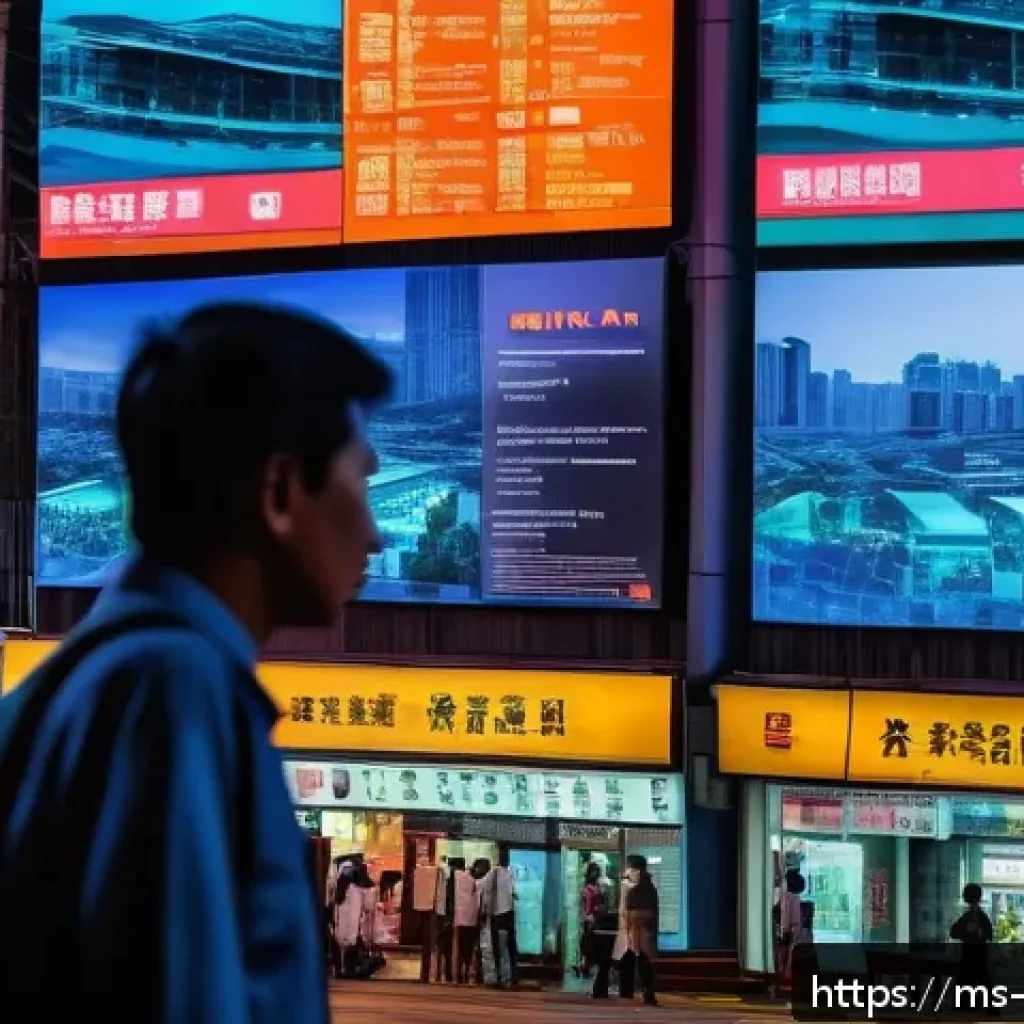 디스토피아적 경험이 인간에게 주는 교훈 - A futuristic Malaysian urban scene at dusk, showcasing extensive surveillance technology such as num...