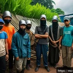 Home 18 디스토피아적 생존 전략 문학과 영화 - A diverse group of Malaysian survivors in a dystopian urban setting, wearing practical yet modest cl...
